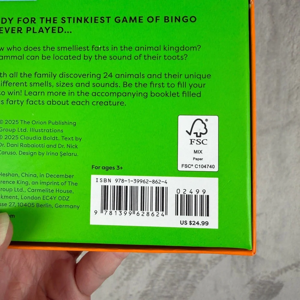 Fart Bingo Kids Game Animal Board Game 2-8‎ Players 9781399628624 NEW